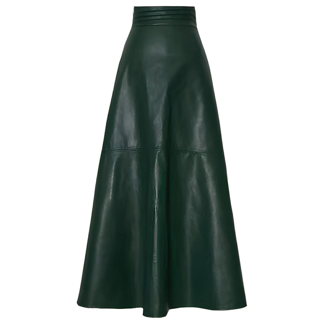 Elara Faux Leather Midi Skirt